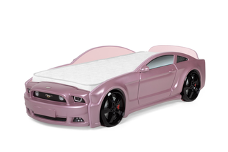 кровать-машина Мустанг 3D  розовый