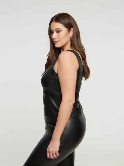 Топ из эко кожи на молнии