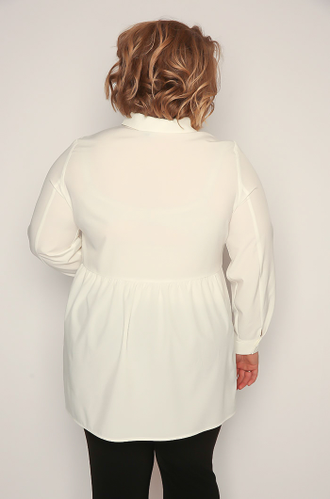 Однотонная Блуза -Рубашка Б255-26 -молочный (54-64).
