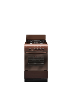 Газовая плита с газовой духовкой, четыре конфорки, на стекле духовки термометр, цвет коричневый.