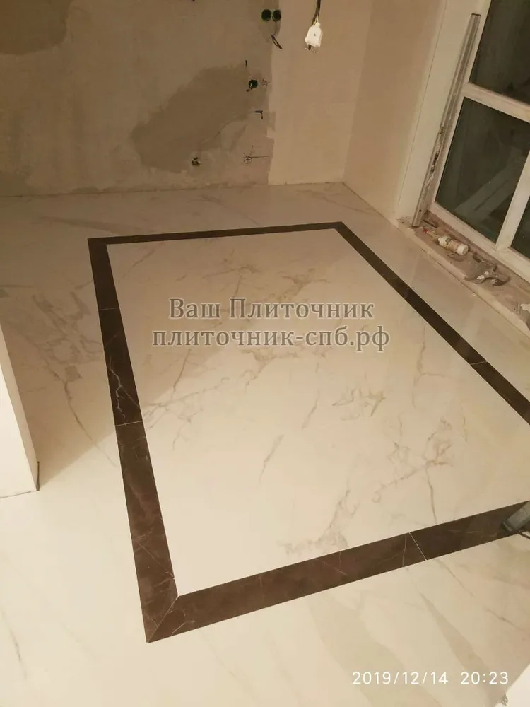 укладка ковра из керамогранита на пол