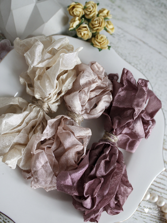 Набор шебби-лент "Бежевая роза", 6 метров