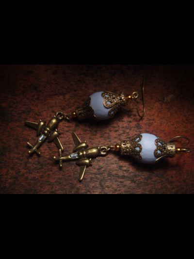 Благотворительность. Бронзово-голубые серьги &quot;Мечта и небо&quot;