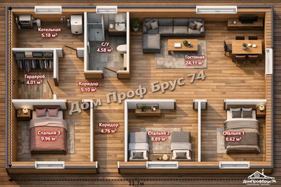 «Тефия»  11,77 х 7,5 м — 87,75 м²