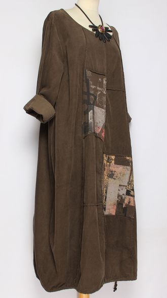 Платье Бохо вельветовое "Город трикотажная спинка" шоколад  до р.56