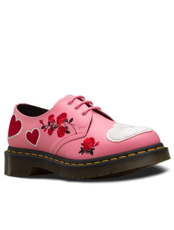 БОТИНКИ DR. MARTENS 1461 GERANIUM HEART PINK & WHITE РОЗОВЫЕ