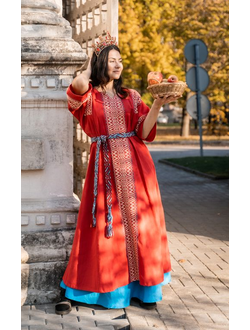 Платье "Красный Рассвет" ручное ткачество
