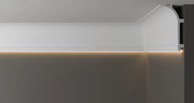 Потолочный плинтус для подсветки DECOR-DIZAYN DD520, из дюрополимера, под покраску, ударопрочный, 2 метра