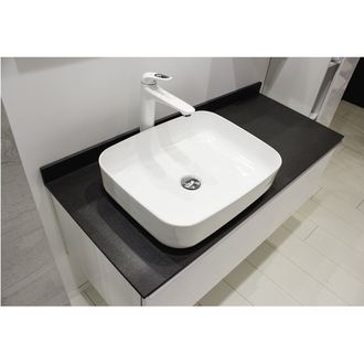 Тумба-умывальник "Милан-120" белый глянец с графитовой столешницей, с раковиной COMFORTY T-Y9378