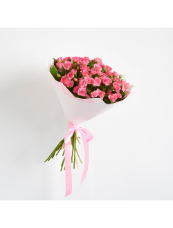 11 розовых кустовых роз