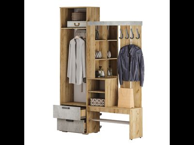 Прихожая Трамп (1500*2176*376мм), крафт/бетон