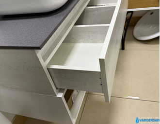 ТУМБА-УМЫВАЛЬНИК "ПРАГА-120" ДУБ БЕЛЫЙ С СЕРОЙ СТОЛЕШНИЦЕЙ, С РАКОВИНОЙ COMFORTY T-Y9378 + ЗЕРКАЛО-ШКАФ "ПРАГА-120" ДУБ БЕЛЫЙ