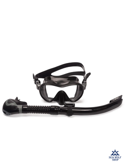 Маска для дайвинга с трубкой Sargan Агидель BLACK, комплект
