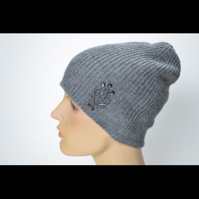Серая шапка из альпака и шелка Vizio Италия 9015 CL