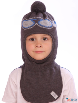 Шапка-шлем  21101-08, цвет темно-серый, серый, р. 52-54