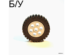 ! Б/У - Wheel 30mm D. x 13mm 13 x 24 Model Team, with Black Tire 13 x 24 Model Team 2695 / 2696, Light Bluish Gray (2695c01) - Б/У