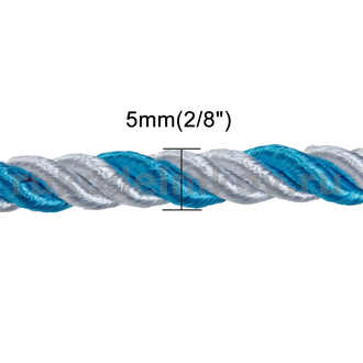 шнур витой , диаметр-5 мм, цвет-бело-голубой, отрез-1 метр