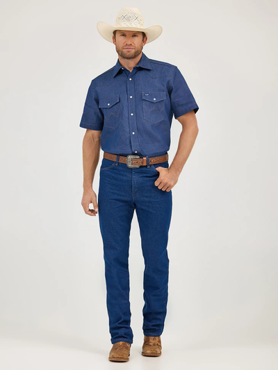 Рубашка Wrangler® Cowboy Cut® Short Sleeve RIGID Denim Shirt