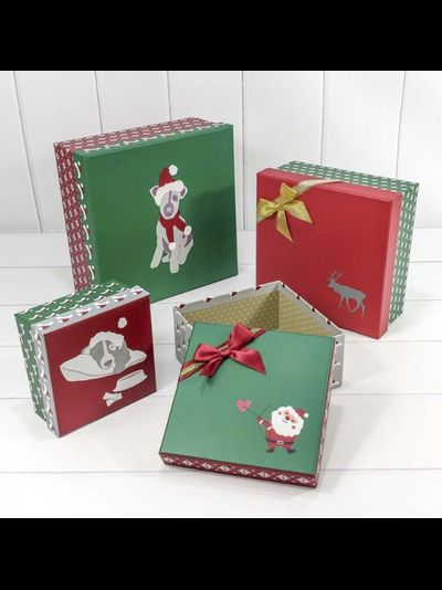 Коробка квадратная подарочная &quot;Новый Год&quot; (красная/зеленая), 26,5*26,5*12см