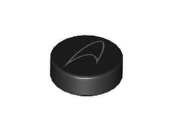Tile, Round 1 x 1 with Silver McLaren Logo Pattern, Black (98138pb438 6463320)