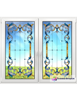 Витражная пленка,витражная пленка самоклеющаяся, пленочный витраж с классическим рисунком прозрачное