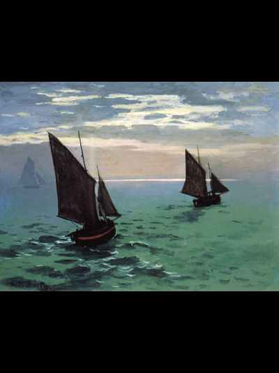 Купить греющую картину с фото репродукции Клода Моне Рыбацкие лодки