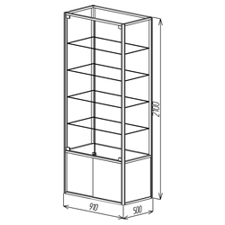 (TSV 17) Витрина пристенная со шкафчиком