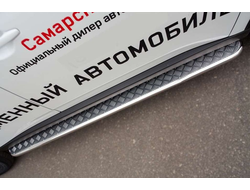 Пороги труба d42 с листом (вариант 2)(1500-1800мм) MITSUBISHI OUTLANDER 2014-2015