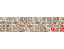 SP-050 КВАДРАТИКИ СЕРО-КОРИЧНЕВЫЕ  Глянцевая стеновая панель ALBICO   2800*610*6мм