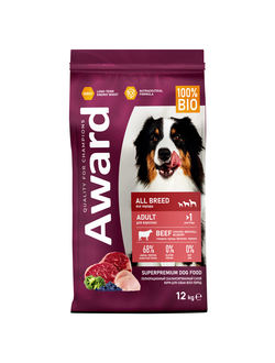 AWARD (Авард) сухой корм для собак всех пород, Говядина, Курица 12 кг