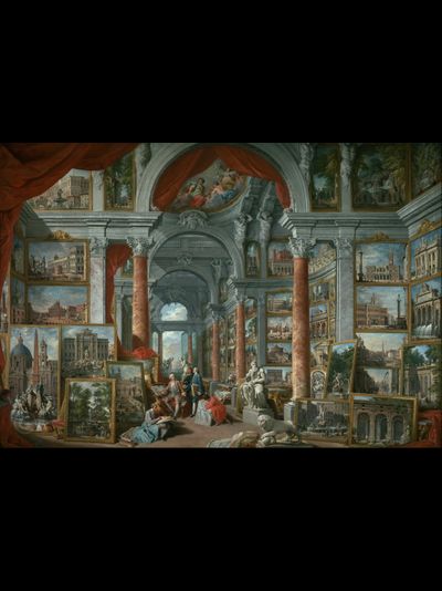 Картина обогреватель, репродукция Джованние Панини Галерея с видами современного Рима