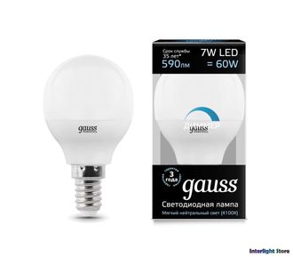 Gauss LED Globe 7w 840 DIM E14