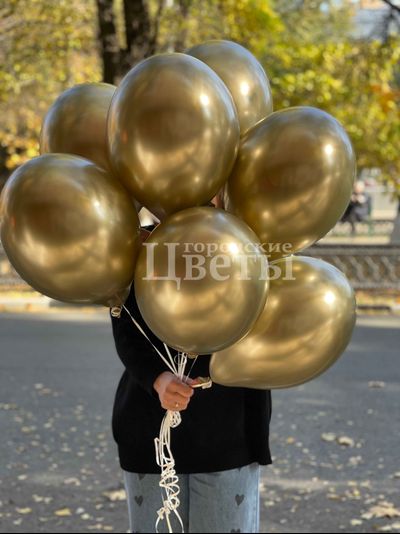 золотые воздушные гелиевые шары