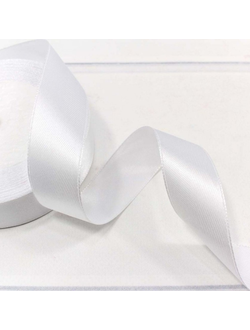 Лента атласная 25мм (01, белая), 22,9м