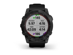 Умные часы Garmin Fenix 7X Sapphire Solar титановый черный DLC с силиконовым ремешком