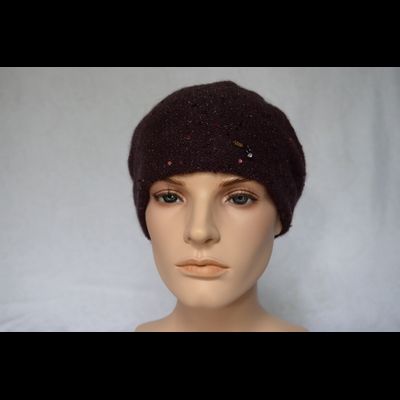 Женский берет вязаный Vizio Италия 6943 сливовый