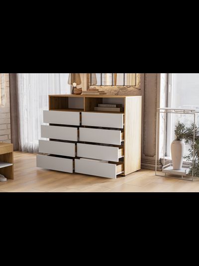 Абрау комод Дуб золотой/Белый