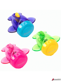 Точилка BRAUBERG «JET», 3 угла заточки, пластиковая с контейнером, ассорти. 223591