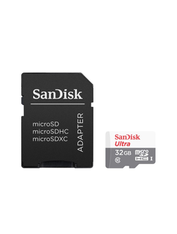 Карта памяти SanDisk Ultra microSDHC UHS-I Cl10 + адаптер, SDSQUNS-032G-GN3MA