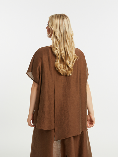 Женская блуза овер сайз из шелковистого льна