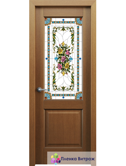 Витражная пленка с розами для окна и дверей.витражная пленкасамоклеющаяся,пленочный витраж с цветами