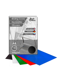 Обложки для переплета картонные ProfiOffice черный, А4, 250г/м2, 100 штук в упаковке