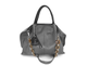 (АРТИКУЛ: 9617/2) СУМКА ЖЕНСКАЯ БОЛЬШАЯ, НАТУРАЛЬНАЯ КОЖА, СEРАЯ С ЧЕРНЫМИ РУЧКАМИ, ПЛЕЧЕВОЙ РЕМЕНЬ С ЦЕПОЧКОЙ