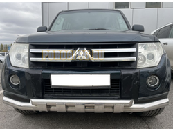 Защита переднего бампера двойная с перемычками d76/60 для Mitsubishi Pajero4 2006-2017