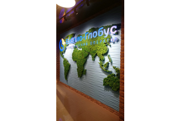 Готовая поверхность. Проект компании "Эмералд Грин" "Карта мира из мха Ягель в компании "Библио Глобус-Туроператор"". Источник: www.emeraldgreen.ru