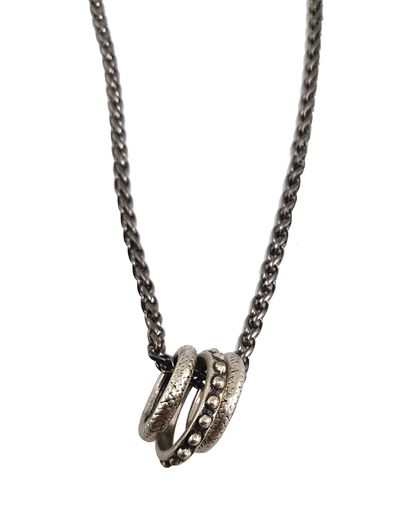 (АРТИКУЛ: 9259/01) КОЛЬЕ КОРОТКОЕ, ПОДВЕСКИ-КОЛЬЦА НА ЦЕПОЧКЕ, МЕТАЛЛ , ЦВЕТ "ЧЕРНЕНОЕ СЕРЕБРО"