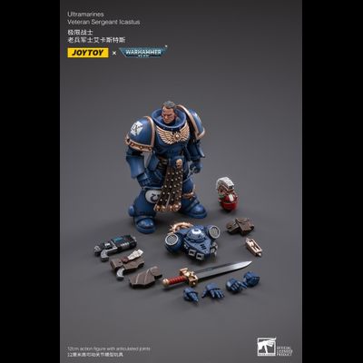 Сержант-ветеран Ультрамаринов Икастус (Warhammer 40k) - КОЛЛЕКЦИОННАЯ ФИГУРКА 1/18 Ultramarines Veteran Sergeant Icastus (JT3020) - JOYTOY