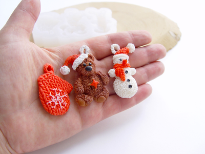 Силиконовый молд "Новогодний с мишкой"