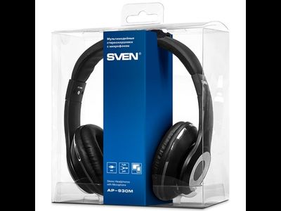 Наушники полноразмерные SVEN AP-930M, с микрофоном, черный-серебро