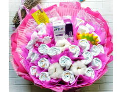 Букет из подгузников (для девочки)